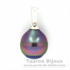 Ciondolo in Argento e 1 Perla di Tahiti Cerchiate B 9.4 mm