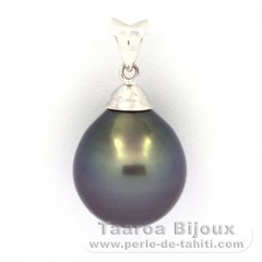 Ciondolo in Argento e 1 Perla di Tahiti Semi-Barocca C 13.1 mm