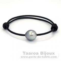Braccialetto in Cuoio e 1 Perla di Tahiti Semi-Barocca C 12.7 mm