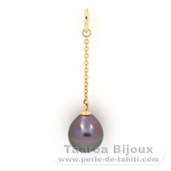 Ciondolo in Oro 18K e 1 Perla di Tahiti Semi-Barocca A 8.6 mm