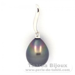 Ciondolo in Oro bianco 18K e 1 Perla di Tahiti Semi-Barocca A 9.7 mm