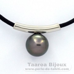 Ciondolo in Argento e 1 Perla di Tahiti Rotonda C 9.6 mm