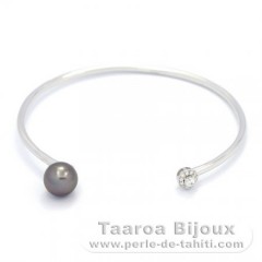 Braccialetto in Argento e 1 Perla di Tahiti Semi-Rotonda B 8.3 mm