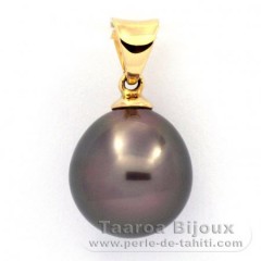 Ciondolo in Oro 18K e 1 Perla di Tahiti Semi-Barocca B 10.4 mm