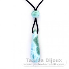 Collana in Cotone e 2 Larimar - 4.2 et 1 gr