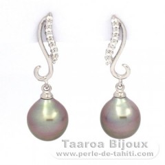 Orecchini in Argento e 2 Perle di Tahiti Semi-Barroca B 9.2 mm