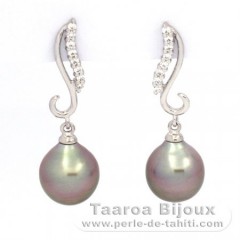 Orecchini in Argento e 2 Perle di Tahiti Semi-Barocche B 9.2 mm