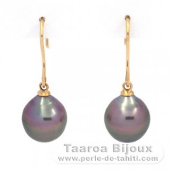Orecchini in Oro 18K e 2 Perle di Tahiti Semi-Barroca B 9.7 mm