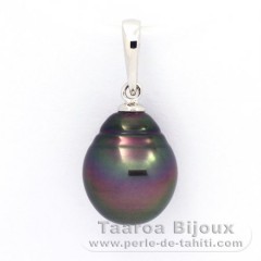 Ciondolo in Argento e 1 Perla de Tahiti Cerchiate B 11 mm