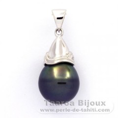 Ciondolo in Argento e 1 Perla de Tahiti Cerchiate C 11.5 mm