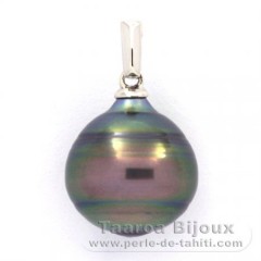 Ciondolo in Argento e 1 Perla de Tahiti Cerchiate C 12.8 mm