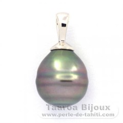 Ciondolo in Argento e 1 Perla de Tahiti Cerchiate C 9 mm