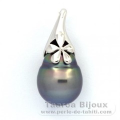 Ciondolo in Argento e 1 Perla de Tahiti Cerchiata C 12 mm