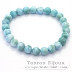 Bracciale di 25 perle di Larimar - 15 cm - 13 gr