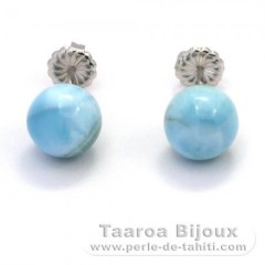 Orecchini in Argento e 2 Larimar - 10.2 mm - 3.15 gr