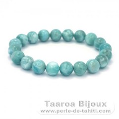 Braccialetto di 20 perle di Larimar - 15.5 cm - 26 gr