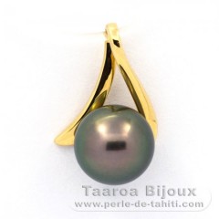 Ciondolo in Oro 18K e 1 Perla de Tahiti Rotonda B 8.2 mm