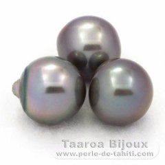 Lotto di 3 Perle di Tahiti Semi-Barocche C di 12.1 a 12.3 mm