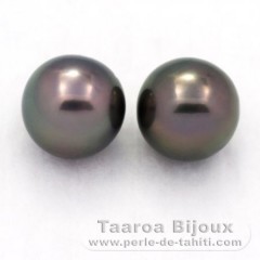 Lotto di 2 Perle di Tahiti Rotonda C 9.4 mm