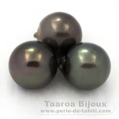 Lotto di 3 Perle di Tahiti Semi-Barroca D di 12.5 a 12.7 mm