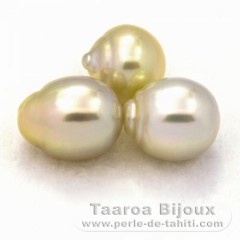 Lotto di 3 Perle di Australia Semi-Barroca B di 11.2 a 11.4 mm