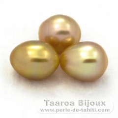 Lotto di 3 Perle di Australia Semi-Barroca C di 10.6 a 10.9 mm