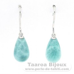 Orecchini in Argento e 2 Larimar - 13 x 8 mm - 2.6 gr