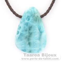 Collana in Cotone e 1 Larimar - 44 x 30 x 8 mm - 19.2 gr