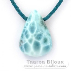 Collana in Cotone e 1 Larimar - 33 x 23 x 11 mm - 13.9 gr