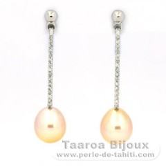 Orecchini in Argento e 2 Perle di Australia Semi-Barroca B/C 9 mm