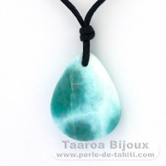 Collana in Cotone e 1 Larimar - 22 x 17 x 6 mm - 3.9 gr