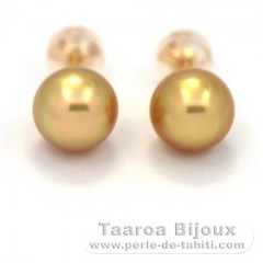 Orecchini in Oro 18K e 2 Perle di Australia Semi-Barroca B 8 mm