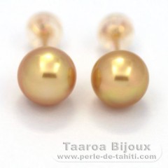 Orecchini in Oro 18K e 2 Perle di Australia Semi-Barroca B 8.5 mm