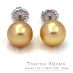 Orecchini in Argento e 2 Perle di Australia Rotonda B e C 9.6 mm