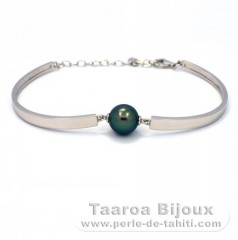 Braccialetto in Argento e 1 Perla di Tahiti Rotonda C+ 10.6 mm