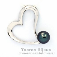 Ciondolo in Argento e 1 Perla de Tahiti Semi-Barocca B 8.5 mm