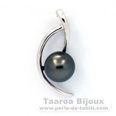 Ciondolo in Argento e 1 Perla de Tahiti Rotonda C 8.2 mm