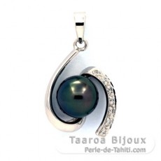 Ciondolo in Argento e 1 Perla de Tahiti Rotonda C 8.7 mm