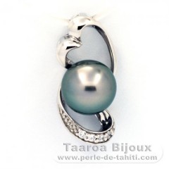 Ciondolo in Argento e 1 Perla de Tahiti Semi-Barocca B 8.5 mm