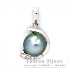 Ciondolo in Argento e 1 Perla de Tahiti Rotonda C 8.1 mm