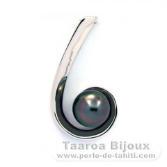 Ciondolo in Argento e 1 Perla de Tahiti Semi-Rotonda C 8.4 mm