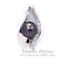 Ciondolo in Argento e 1 Perla de Tahiti Semi-Rotonda C 8 mm