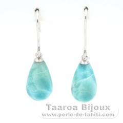 Orecchini in Argento e 2 Larimar - 10 x 6 mm - 2.6 gr