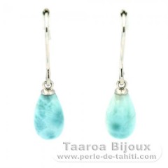 Orecchini in Argento e 2 Larimar - 10 x 6 mm - 1.2 gr