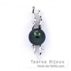 Ciondolo in Argento e 1 Perla de Tahiti Rotonda C+ 8.6 mm