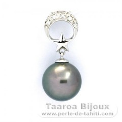 Ciondolo in Argento e 1 Perla de Tahiti Rotonda C 10.3 mm