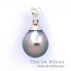 Ciondolo in Argento e 1 Perla de Tahiti Semi-Barocca C 11.1 mm