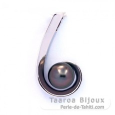 Ciondolo in Argento e 1 Perla de Tahiti Rotonda C 8.8 mm