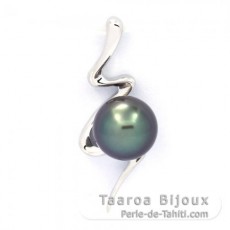 Ciondolo in Argento e 1 Perla de Tahiti Rotonda C 8.1 mm