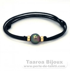 Collana in Cotone e 1 Perla di Tahiti Semi-Barocca B 11.5 mm
